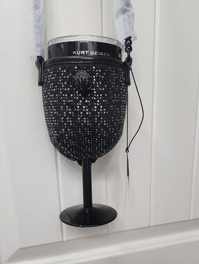 Kurt Geiger Black Crystal-Studded Wine Glass Crossbody